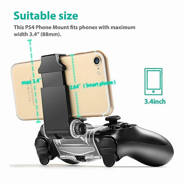 Mobiltelefonholder for PS4-kontroller, håndgrep, klipsfeste
