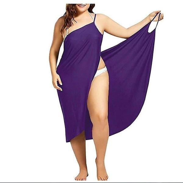 5XL Sexy Strandkjole til Kvinder med V-udskæring og Sling - Sommer 2020 - Håndklæde-ryg - Badetøj - Cover Up - Wrap Robe - Tropiske Kjoler - Plus Størrelse