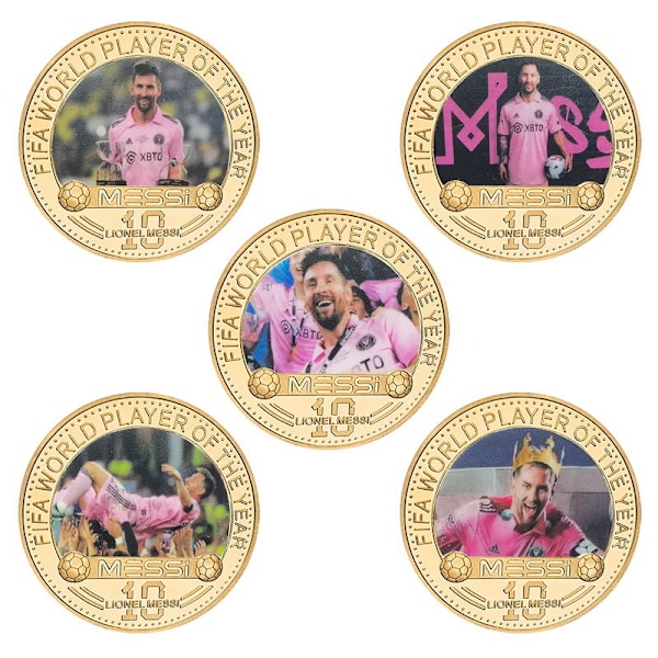 Fodboldstjerne mindesmærke samling mønt Messi-Miami badge samling gave mindesmærke badge eksamenssæson