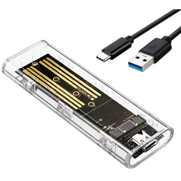 Gennemsigtigt M.2 SSD-kabinet, bærbart NVMe eksternt SSD-harddisk til bærbar computer, unik NGFF-protokol.