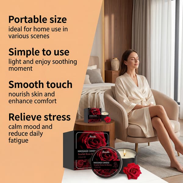 3-pack rosdoftande massage-ljusset – Aromaterapi eteriska oljeljus för avkopplande hemmaspa