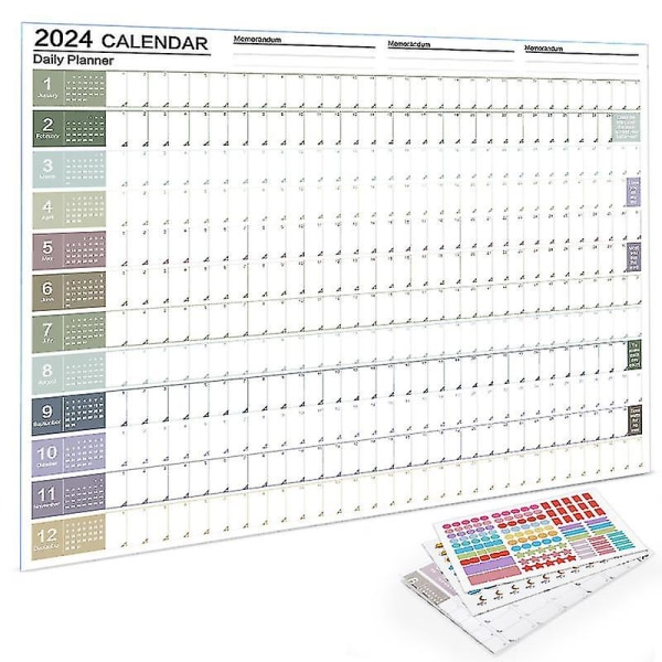 1 set årlig vägghängande kalender 2024 Creative Planner Väggkalender Dagsschema kalender