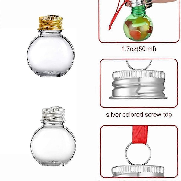 10 stk 50ml Runde Julekuler med Avtakbart Lopp, Trehengende Ornament Dekor, Hjemmedekorasjon, Festtilbehør