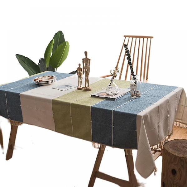 Duk i bomull och linne, rektangulär, trendig, tryckt, tvättbar, vintage, middag, bröllop, semester, picknick, fest, bordsduk, heminredning (