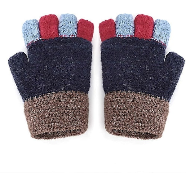 Børnehandsker til Piger Drenge 5-10 År Gamle Mode Vinter Efterår Uld Vanter Halv Finger Strikket Twisted Musling Dobbelt Tyk Varme Handsker Fo