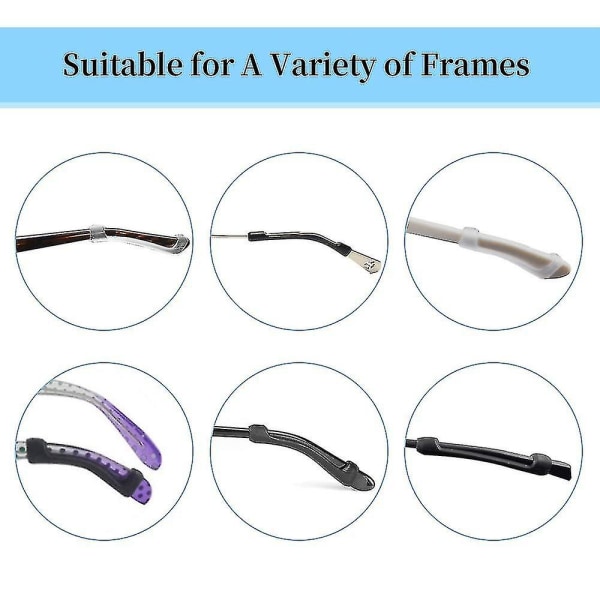 Anti-slip brillekroge greb, 6 par bløde silikone briller Armbetræk Elastiske øjenglas ørepuder, brille ærme