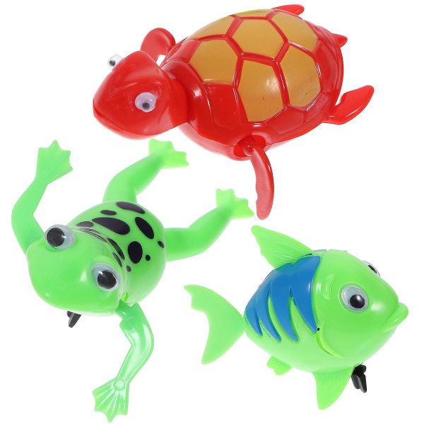 3st leksaker Slitstark tecknad upprullning Söt plastsköldpaddakedja Tiddler badkarleksak för baby småbarn
