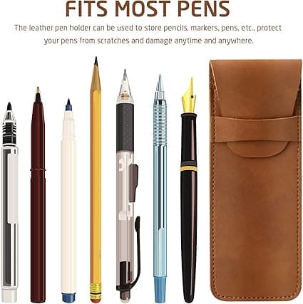 2 stk. PU læder penalhus, pen etui, kuglepen (sort og brun), sort, brun, dokumentmappe