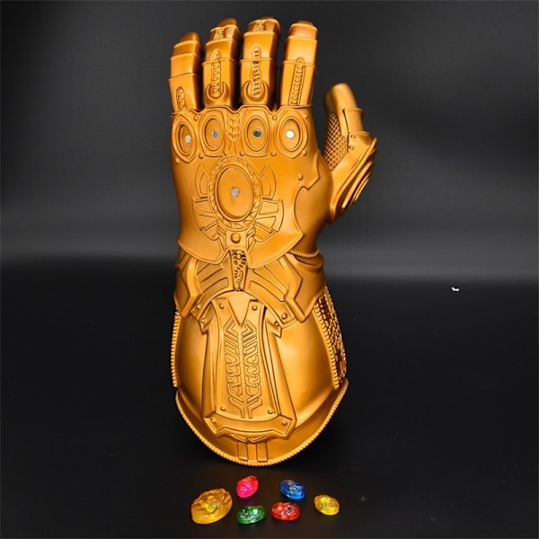 LED Lysende Thanos Infinity Gauntlet For Elektronisk Knyttneve PVC Hansker Med Batterier