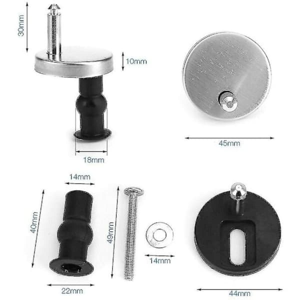 Sæt med tilbehør til topmonterede toiletsædehængsler, quick-release skruesæt til hængsler