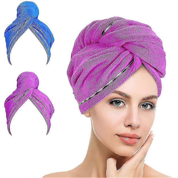 Turbanhandduk, Huvudhandduk med Knappar Mikrofiber Snabbtorkande Regnbågsfärg