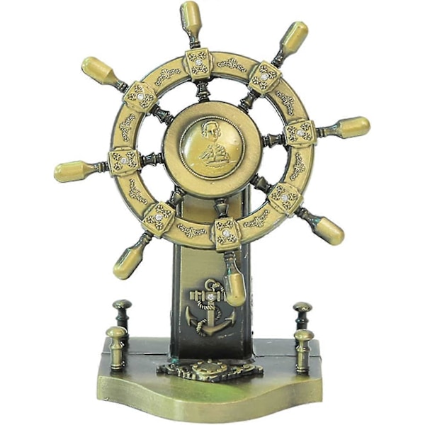 Metal Ror Ornamenter Zink Legering Retro Håndværk Kontor Dekoration Skib Pilot Ror Model Ornamenter Statue