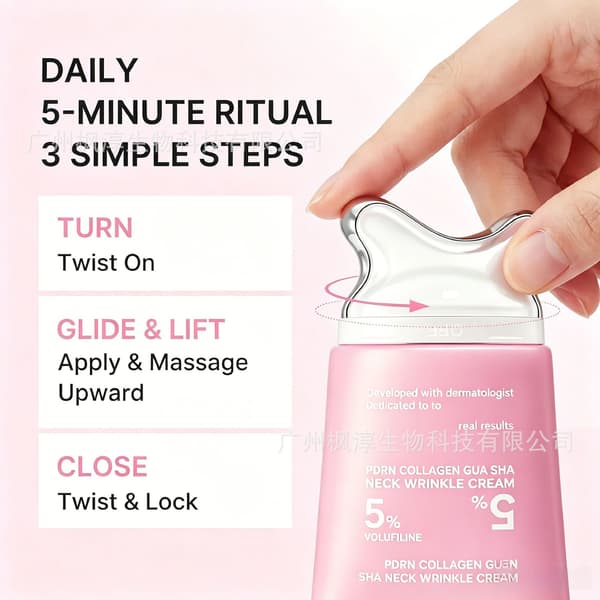 Pink flaske kollagen løftecreme, hals Gua Sha massagecreme 3pcs