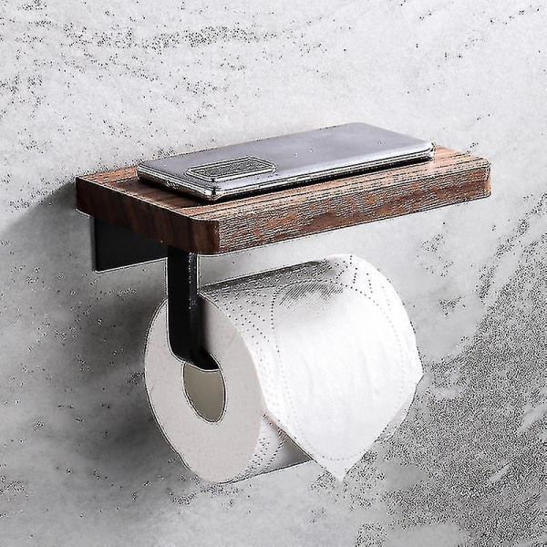 Toalettpapirholder med telefonhylle rullholder for baderom--