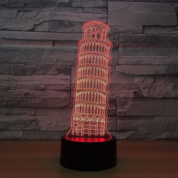Shen Tower Of Pisa 3d Nattljus Hologram Led Ljus USB Dekorativ Torre Pendente Di Pisa Bordslampa Hem Deco Present Till Vänner Barn