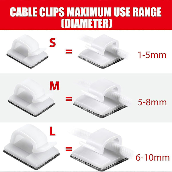 100 stk Mini Utendørs Kabelklips med Limtape Lys Klips Dekor Klips Selvklebende Kroker Wire Holder for Fe Lys (Hvit, Liten)