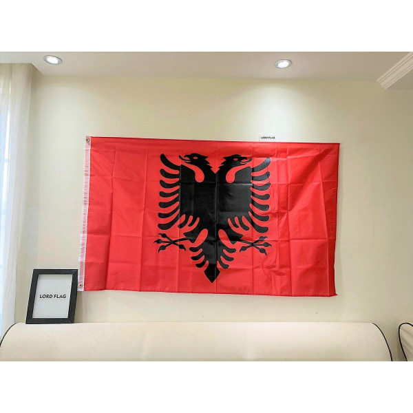 Albaniens flagga 90x150 cm Alb Al Polyester Högkvalitets albanska nationella flaggor printed 3x5ft Albaniens örnflagga
