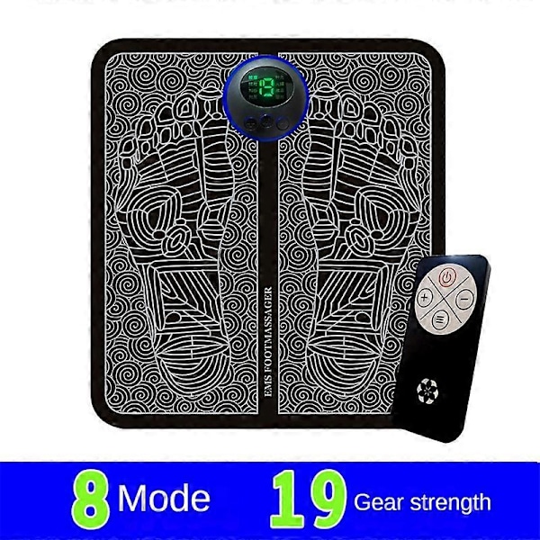 Elektrisk Fodmassager EMS Fodmassagemåtte Cirkulationsbooster USB Genopladelig