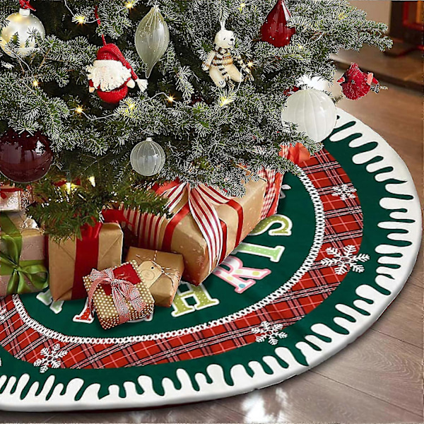 36 Tums Julgransskjort - Snöflinga Bokstav Grön Trädmatta Heminredning Filt Bas för Jul Nyår Thanksgiving Fest
