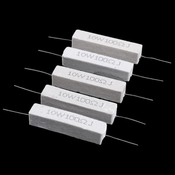 5 stk. 10W Watt 100 Ohm 5% Aksial Trådviklet Cement Modstande