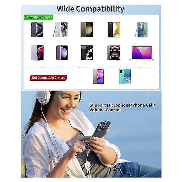 USB-C till 3,5 mm ljudladdningsadapter, 60W PD, Typ C Aux-konverterare