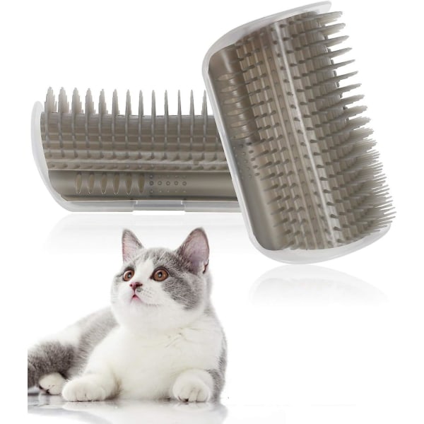 Cat Self Groomer - 2 pakkauksen seinäkulman trimmaaja kissanminttupussilla, pehmeällä trimmausharjalla, hierontakammat, pehmeämpi hierontalelu kissoille, kissanpennuille ja pennuille Vit XL