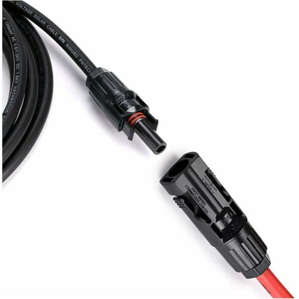 meter 12 AWG solpanel forlængerkabel med MC4 hun- og hanstik adaptersæt (5m rød + 5m sort)
