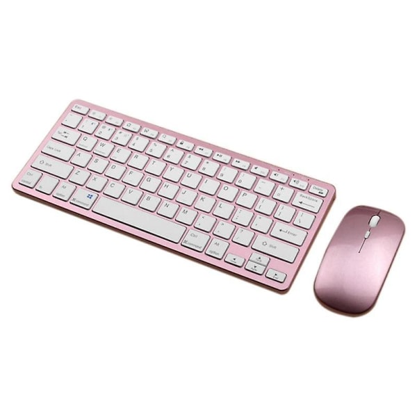 Trådløst Bluetooth-tastatur og -mus, tre tilstande, genopladeligt tastatur og mus, understøtter tablet og bærbar computer, pink