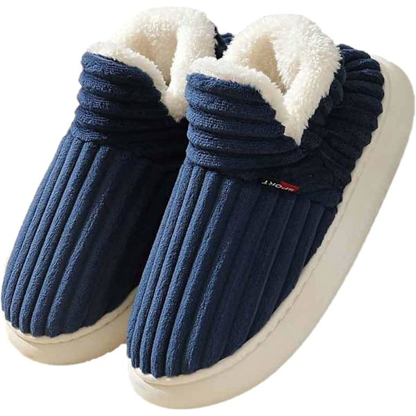 Naisten talvitöppäset, mukavat lämpimät tossut, naisten talvitöppäset, sisätiloissa fleecevuoratut tossut, liukumattomat tossut sisä- ja ulkokäyttöön Navy 38-39 [Suitable for 37-38 feet]