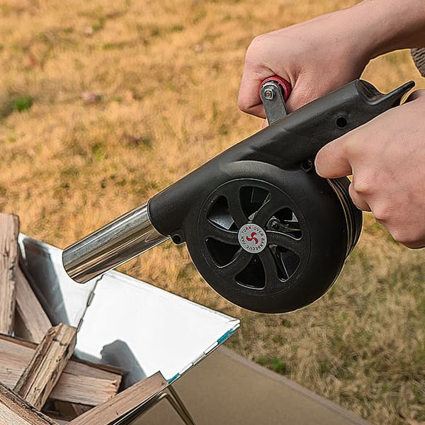 Bärbar handvevad eldsfläkt, manuell BBQ-fläkt för utomhuscamping och eldstad