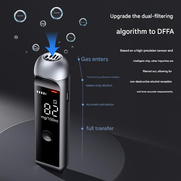 Högprecisionsalkoholmätare, bärbar alkoholtestare med digital display
