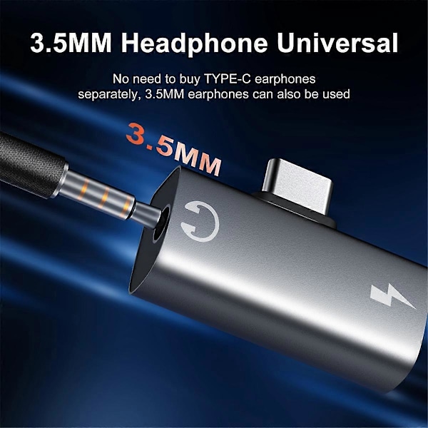 USB Type C - 3,5 mm:n kuulokeliitäntä AUX-äänisovitin Äänimuunnin Digitaalinen dekooderi Pikalaturi P