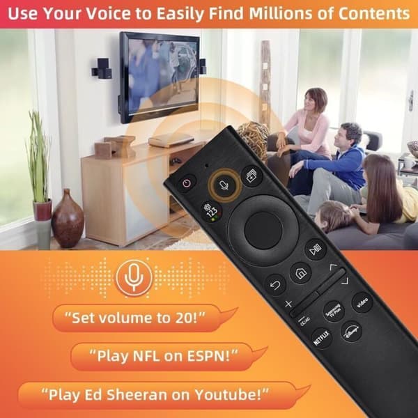 Erstatningsfjernkontroll med stemmestyring for Samsung TV-er.