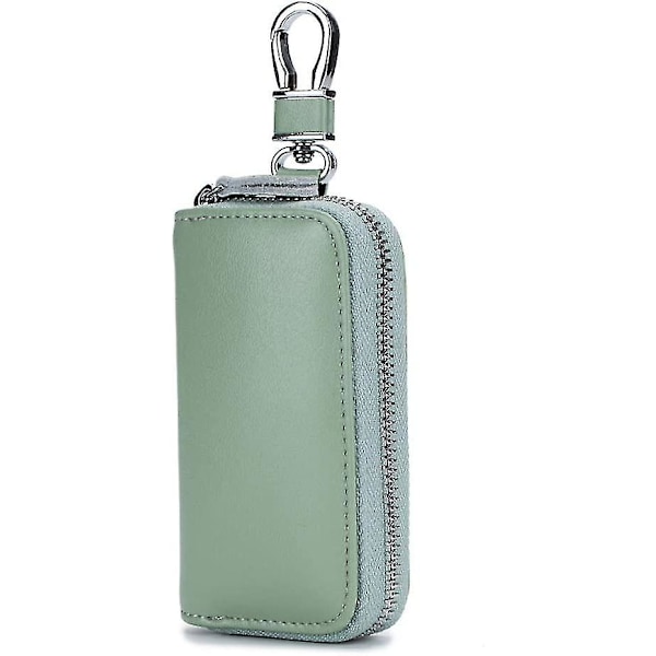 Car Key Holder Multifunctional Leather Zipper Key Case Business Key Purse (green)