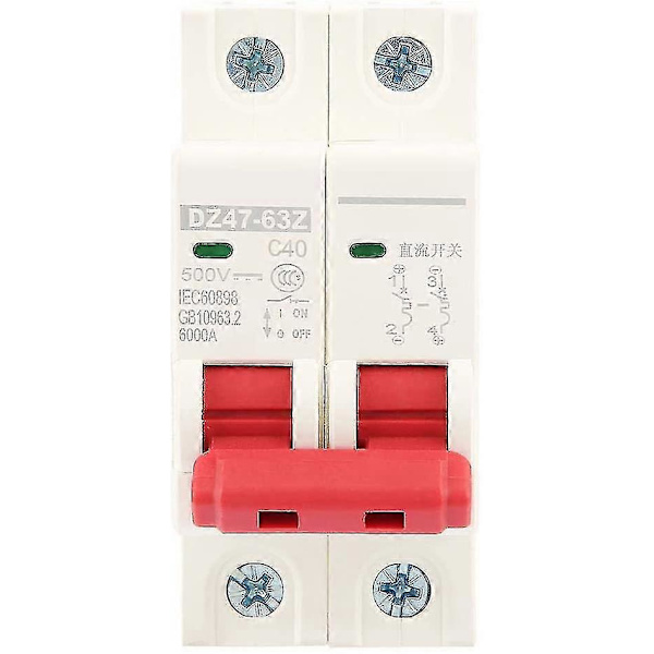 Miniaturskæringsafbrydere 2p 40a Dc 500v Fotovoltaisk Mini Skæringsafbryder Mcb Sikkerhedsafbryder Dz47-63z-2p Elektrisk Beskyttelsestilbehør