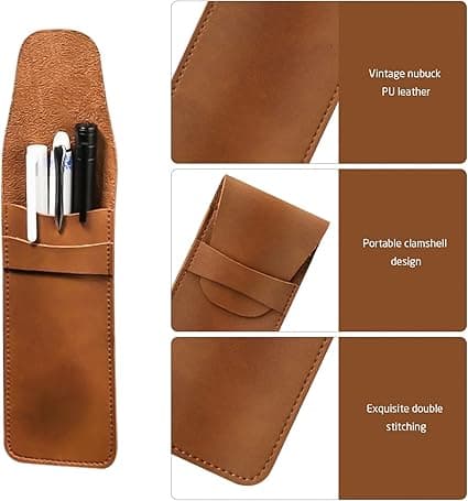 2 stk. PU læder penalhus, pen etui, kuglepen (sort og brun), sort, brun, dokumentmappe