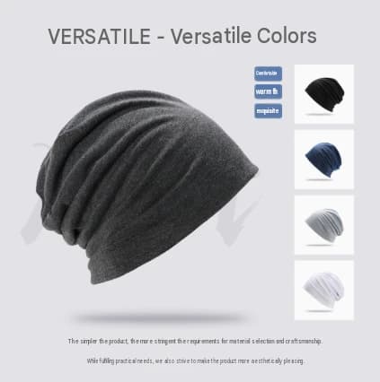 Vinterlue for menn og kvinner, tøyelig hodeplagg/sovehette, varm turbanlue, svart, hodeomkrets 56-58 cm Style 7
