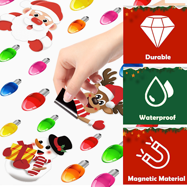 Jul magnetisk reflekterande glödlampa bilkaross snögubbe jultomte magnetisk reflekterande dekoration