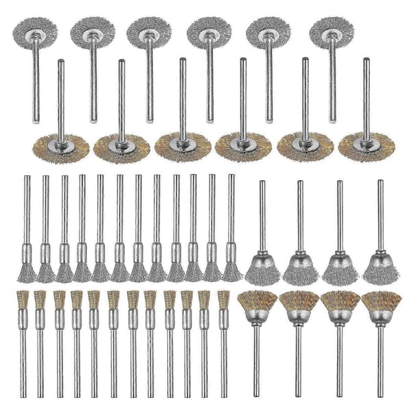 44 Stk. Mini Trådbørste Hjul Kop Messing Stål Trådbørste Sæt 1/8 tommer (3 mm) Skaft Til Power Dremel