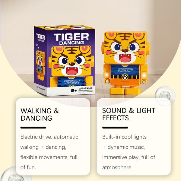 Dansende Tigerrobotleke med Lys og Musikk