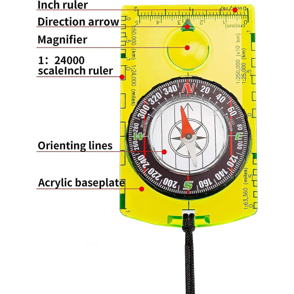 6stk Navigationsrygsæk Kompas Orientering Vandrekompas Justerbart kortlæsekompas