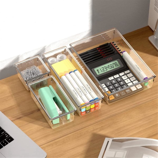 4-pak Premium Akryl Skuffe Organizer Bakker Revnebestandige, Multi-use Bakker