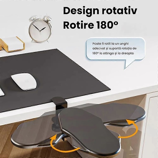 Ergonomiskt armstöd, utdragbart, 90° vikbart, 180° roterbart, svart