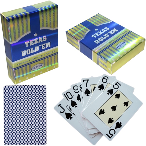 Nye holdbare, vaskbare, tykkere laser Texas Hold'em blå spillekort