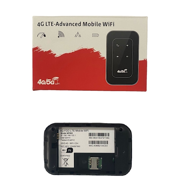 SIM-kort Mobilt WiFi Hotspot 4G LTE 150 Mbps 120