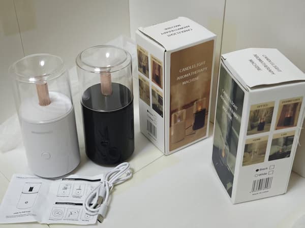 Svart stearinlys-aromaterapi-luftfukter, kompakt eterisk oljediffuser for hjem og kontor