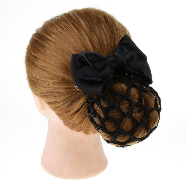 Kvinders Bun Cover Net Snood Bowknot Decor Barrette Hår Net Hår smykker