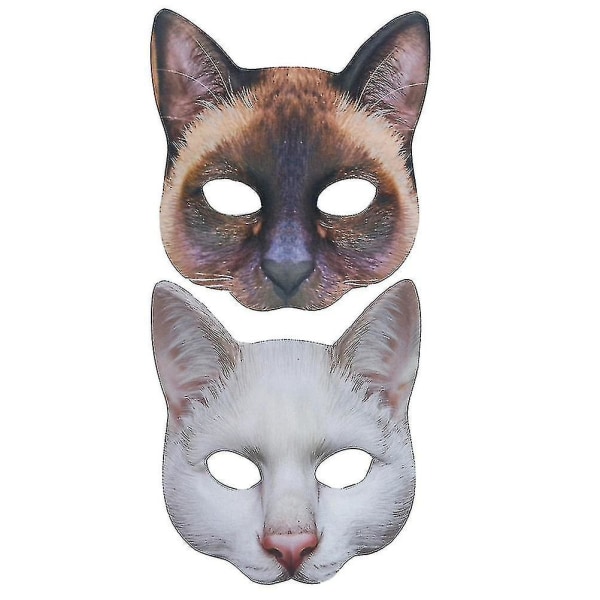 2st 1 set Unika kattmasker Realistiska kostymer till fest (brun, vit) -t