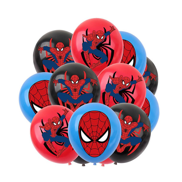 Spiderman-tema, födelsedagsdekorationer för barn, set banderollballonger, tårta Cupcake Toppers