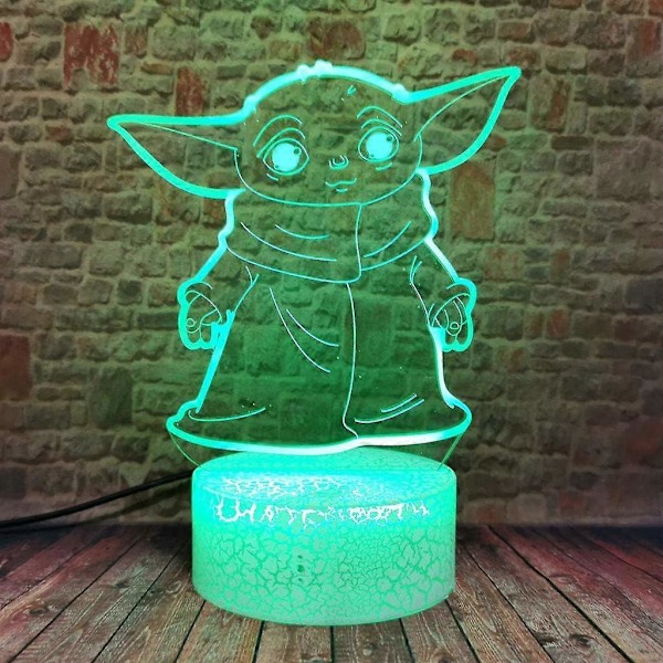 SBSG Baby Yoda 3D Illusion LED Anime Lampe 16 Farver RGB Fjernbetjening Børneværelse Natlys til Drenge